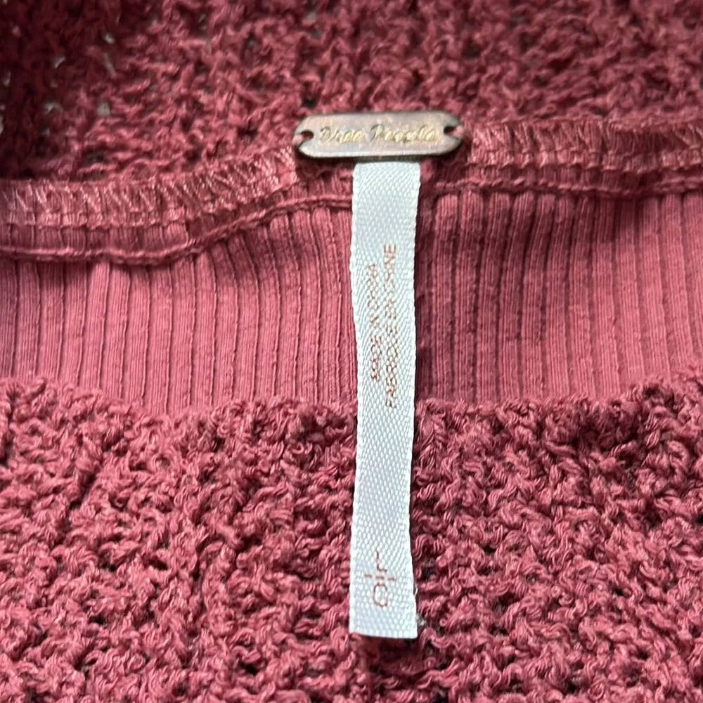 FREE PEOPLE Cuffing Season Top Sweater Sleeves Dusty Cedar Dark Rose